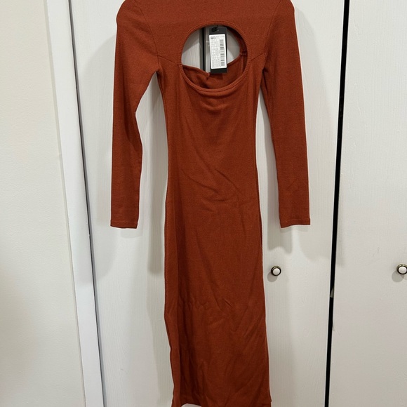 Rusty Orange Long Sleeve Dress - Size S - Picture 4 of 6